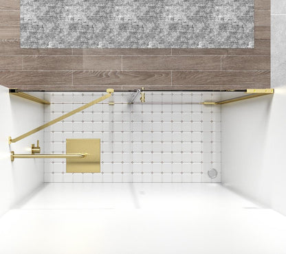 Elegant Furniture & Lighting - Carson Semi-frameless hinged shower door 48 x 72 Brushed Gold - SD404-4872BGD veiw 5