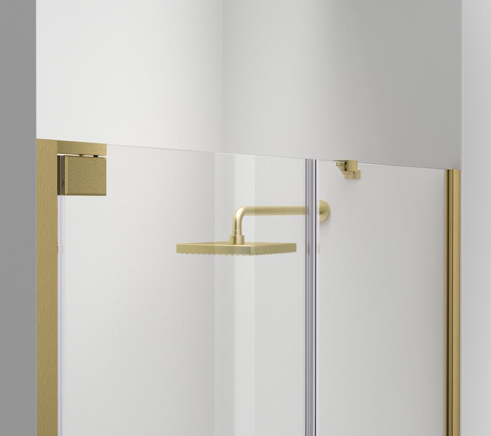 Elegant Furniture & Lighting - Carson Semi-frameless hinged shower door 48 x 72 Brushed Gold - SD404-4872BGD veiw 6