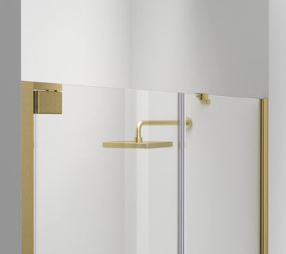 Elegant Furniture & Lighting - Carson Semi-frameless hinged shower door 48 x 72 Brushed Gold - SD404-4872BGD veiw 6