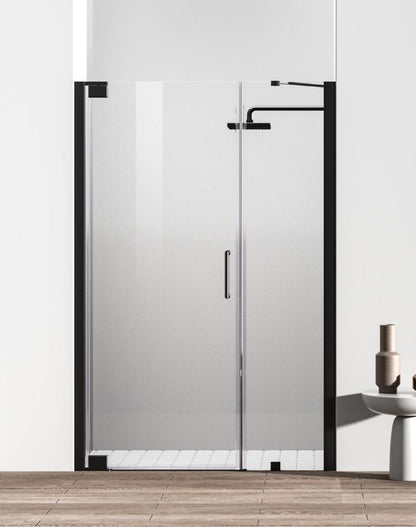 Elegant Furniture & Lighting - Carson Semi-frameless hinged shower door 48 x 72 Matte Black - SD404-4872MBK veiw 1