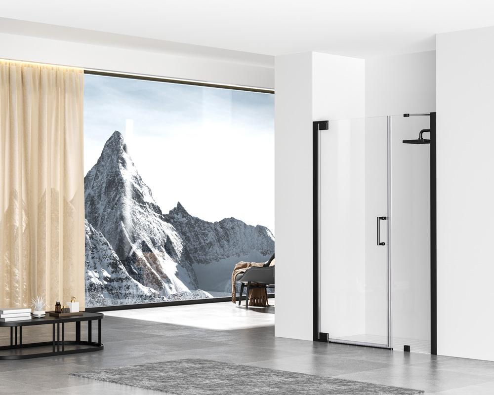 Elegant Furniture & Lighting - Carson Semi-frameless hinged shower door 48 x 72 Matte Black - SD404-4872MBK veiw 2