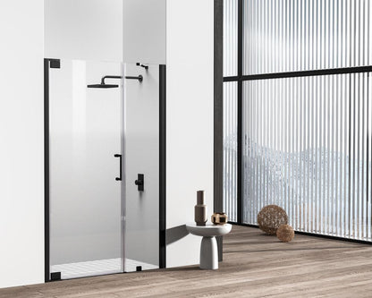 Elegant Furniture & Lighting - Carson Semi-frameless hinged shower door 48 x 72 Matte Black - SD404-4872MBK veiw 3