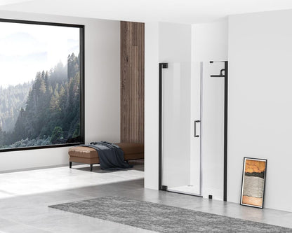 Elegant Furniture & Lighting - Carson Semi-frameless hinged shower door 48 x 72 Matte Black - SD404-4872MBK veiw 4