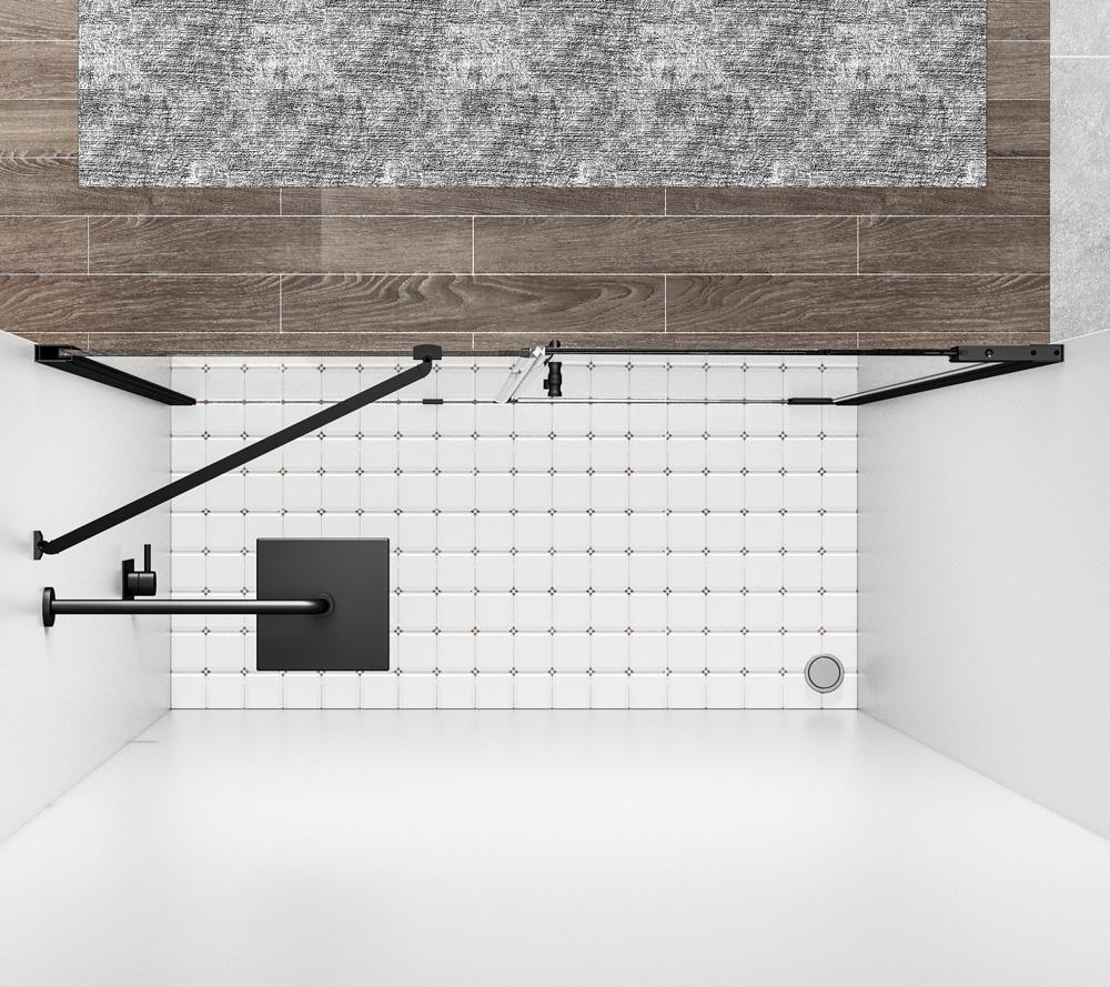 Elegant Furniture & Lighting - Carson Semi-frameless hinged shower door 48 x 72 Matte Black - SD404-4872MBK veiw 5
