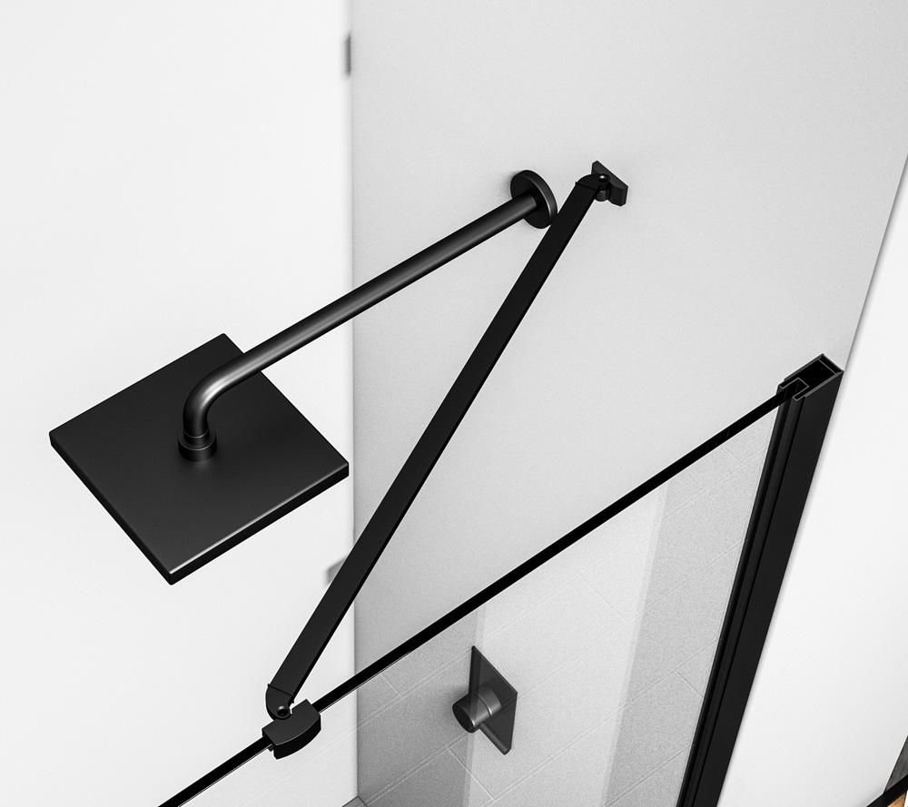 Elegant Furniture & Lighting - Carson Semi-frameless hinged shower door 48 x 72 Matte Black - SD404-4872MBK veiw 6