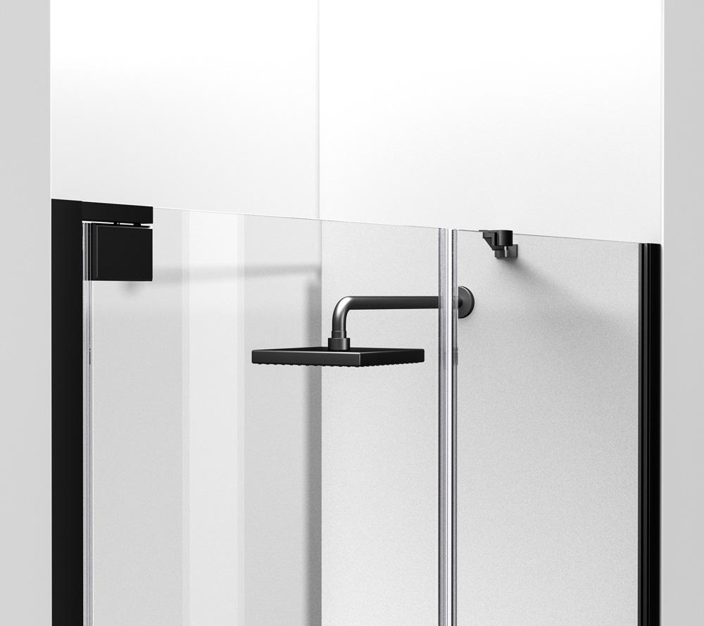 Elegant Furniture & Lighting - Carson Semi-frameless hinged shower door 48 x 72 Matte Black - SD404-4872MBK veiw 7