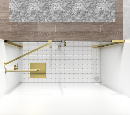 Elegant Furniture & Lighting - Carson Semi-frameless hinged shower door 60 x 72 Brushed Gold - SD404-6072BGD veiw 5