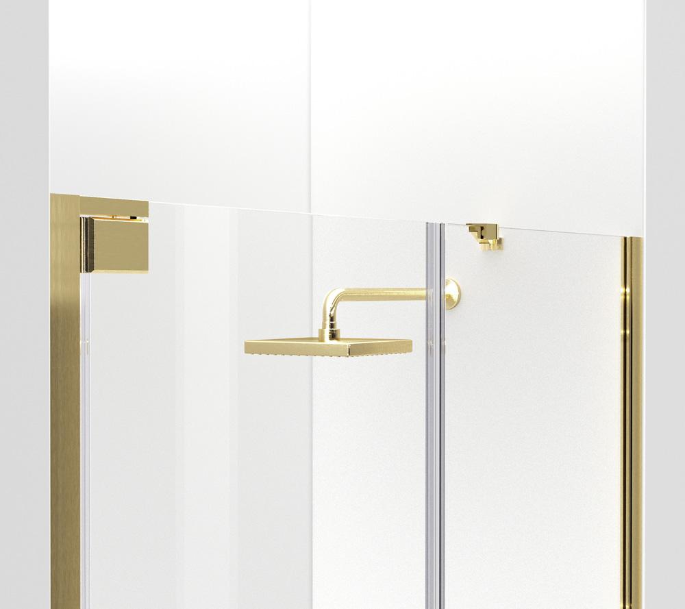Elegant Furniture & Lighting - Carson Semi-frameless hinged shower door 60 x 72 Brushed Gold - SD404-6072BGD veiw 7