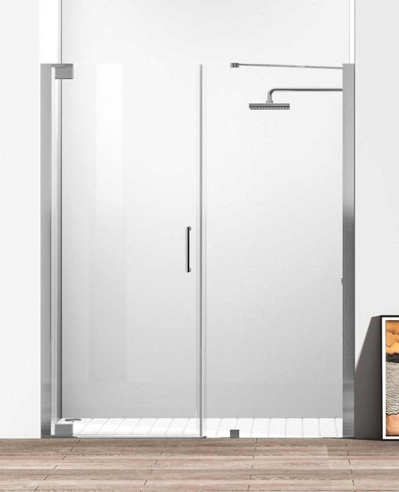 Elegant Furniture & Lighting - Carson Semi-frameless hinged shower door 60 x 72 Brushed Nickel - SD404-6072BNK veiw 1