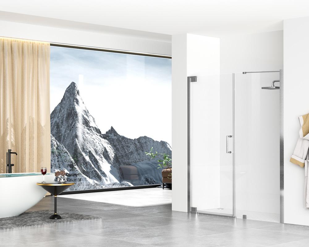 Elegant Furniture & Lighting - Carson Semi-frameless hinged shower door 60 x 72 Brushed Nickel - SD404-6072BNK veiw 3