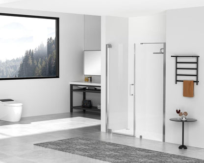 Elegant Furniture & Lighting - Carson Semi-frameless hinged shower door 60 x 72 Brushed Nickel - SD404-6072BNK veiw 4