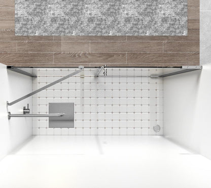 Elegant Furniture & Lighting - Carson Semi-frameless hinged shower door 60 x 72 Brushed Nickel - SD404-6072BNK veiw 5