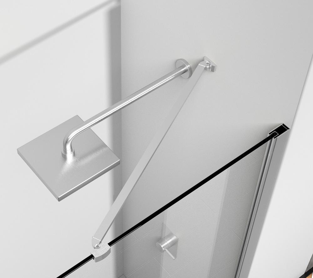 Elegant Furniture & Lighting - Carson Semi-frameless hinged shower door 60 x 72 Brushed Nickel - SD404-6072BNK veiw 6