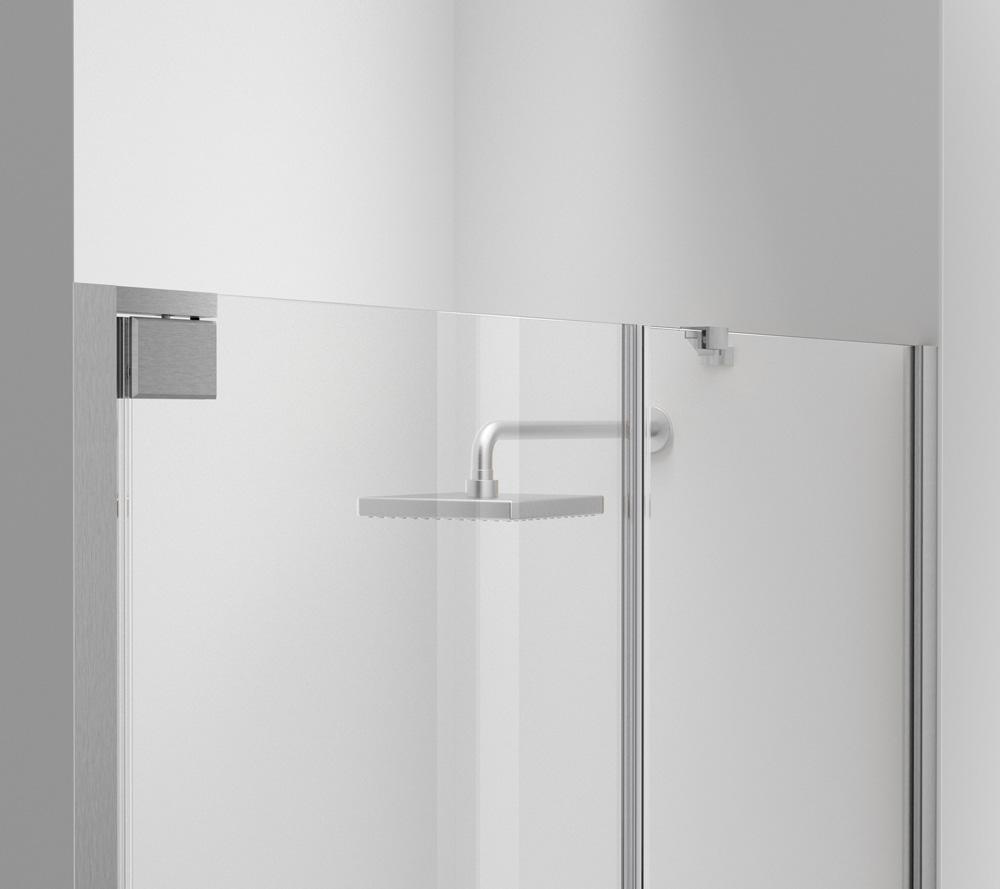 Elegant Furniture & Lighting - Carson Semi-frameless hinged shower door 60 x 72 Brushed Nickel - SD404-6072BNK veiw 8