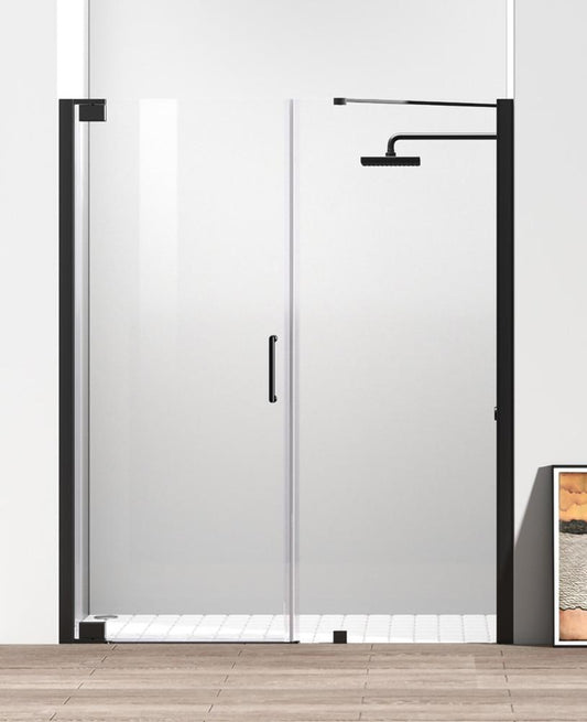 Elegant Furniture & Lighting - Carson Semi-frameless hinged shower door 60 x 72 Matte Black - SD404-6072MBK veiw 1