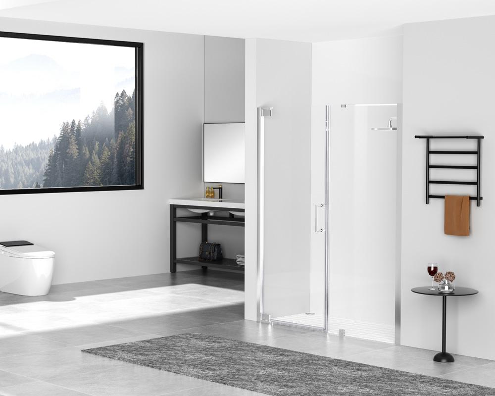 Elegant Furniture & Lighting - Carson Semi-frameless hinged shower door 60 x 72 Polished Chrome - SD404-6072PCH veiw 3