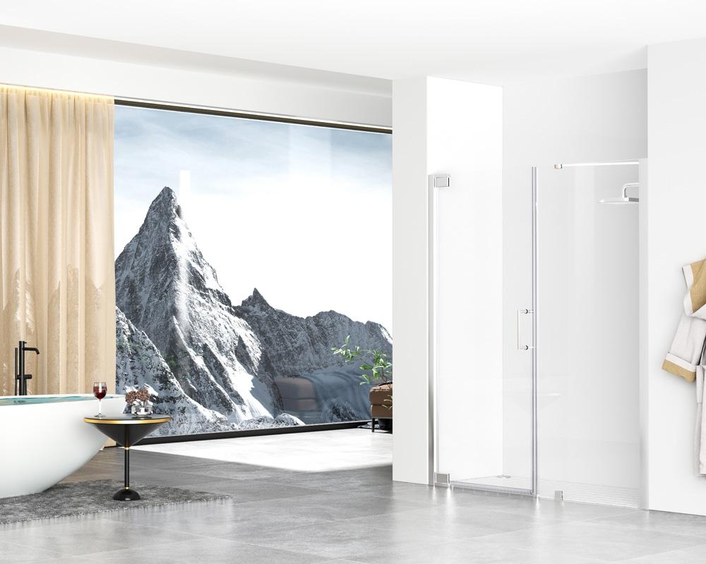 Elegant Furniture & Lighting - Carson Semi-frameless hinged shower door 60 x 72 Polished Chrome - SD404-6072PCH veiw 4