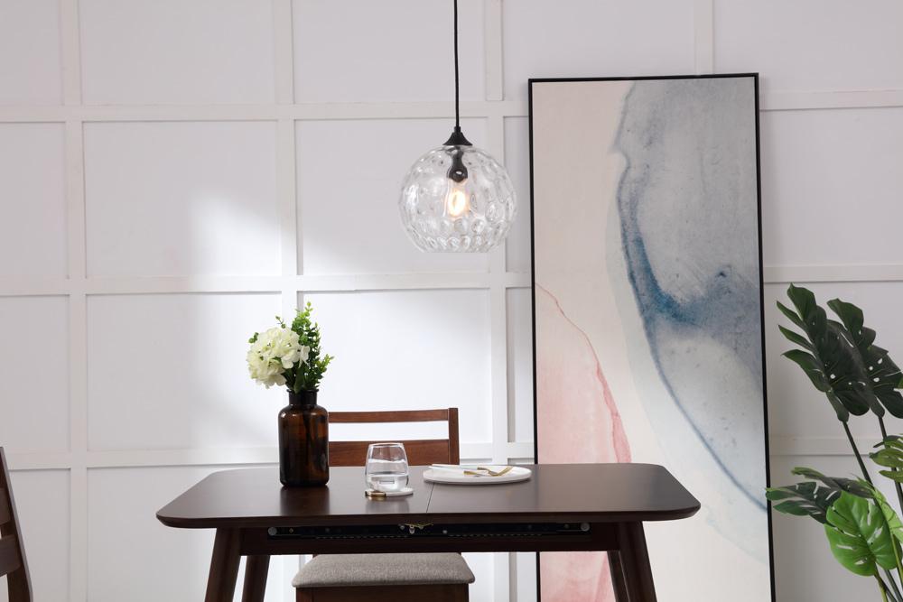 Elegant Furniture & Lighting - Cashel 1 light Black and Clear glass pendant - LD2282 veiw 2