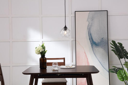 Elegant Furniture & Lighting - Cashel 1 light Black and Clear glass pendant - LD2280 veiw 2