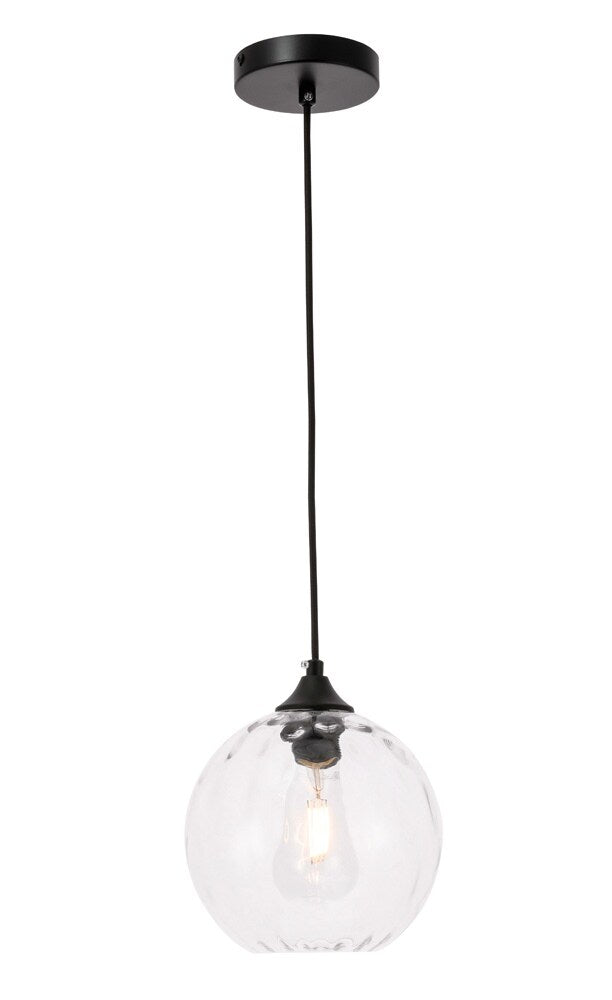 Elegant Furniture & Lighting - Cashel 1 light Black and Clear glass pendant - LD2281 veiw 1