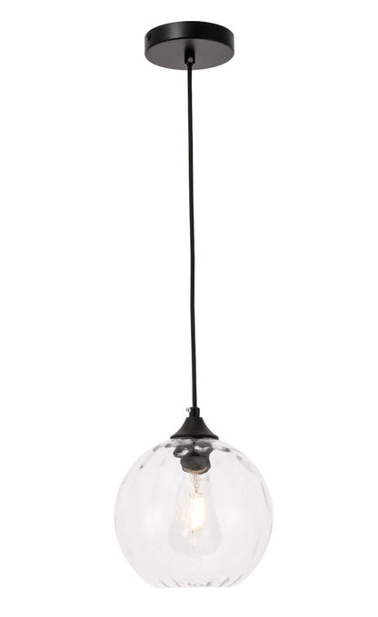 Elegant Furniture & Lighting - Cashel 1 light Black and Clear glass pendant - LD2281 veiw 1