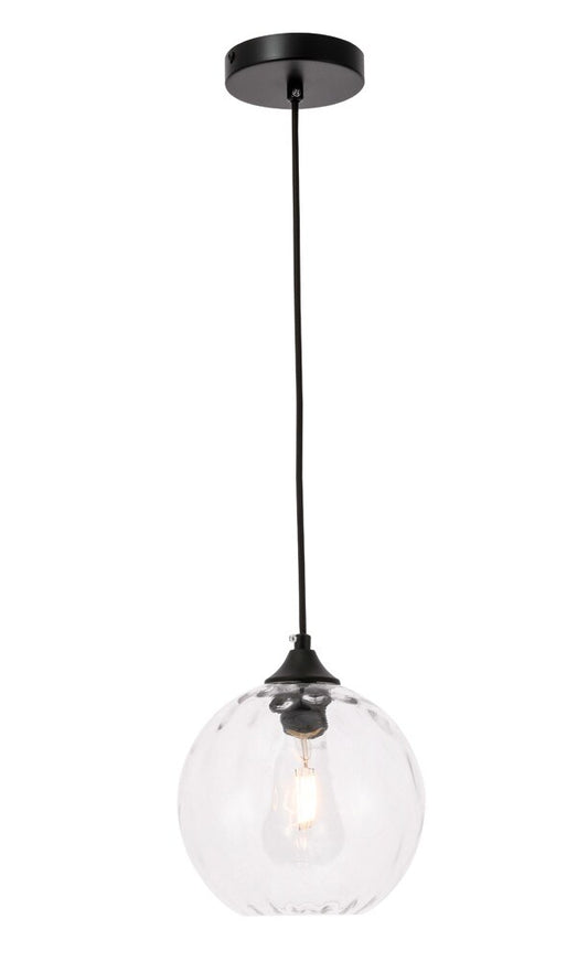 Elegant Furniture & Lighting - Cashel 1 light Black and Clear glass pendant - LD2281 veiw 1