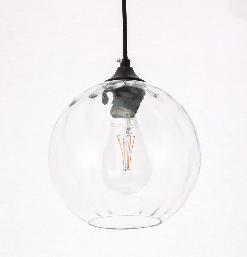 Elegant Furniture & Lighting - Cashel 1 light Black and Clear glass pendant - LD2281 veiw 3