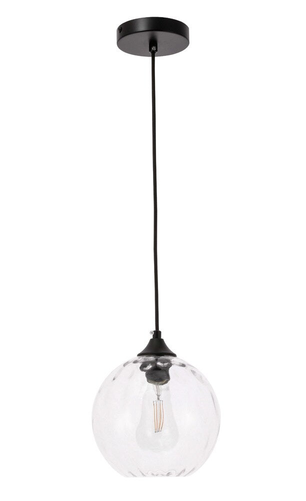 Elegant Furniture & Lighting - Cashel 1 light Black and Clear glass pendant - LD2281 veiw 7