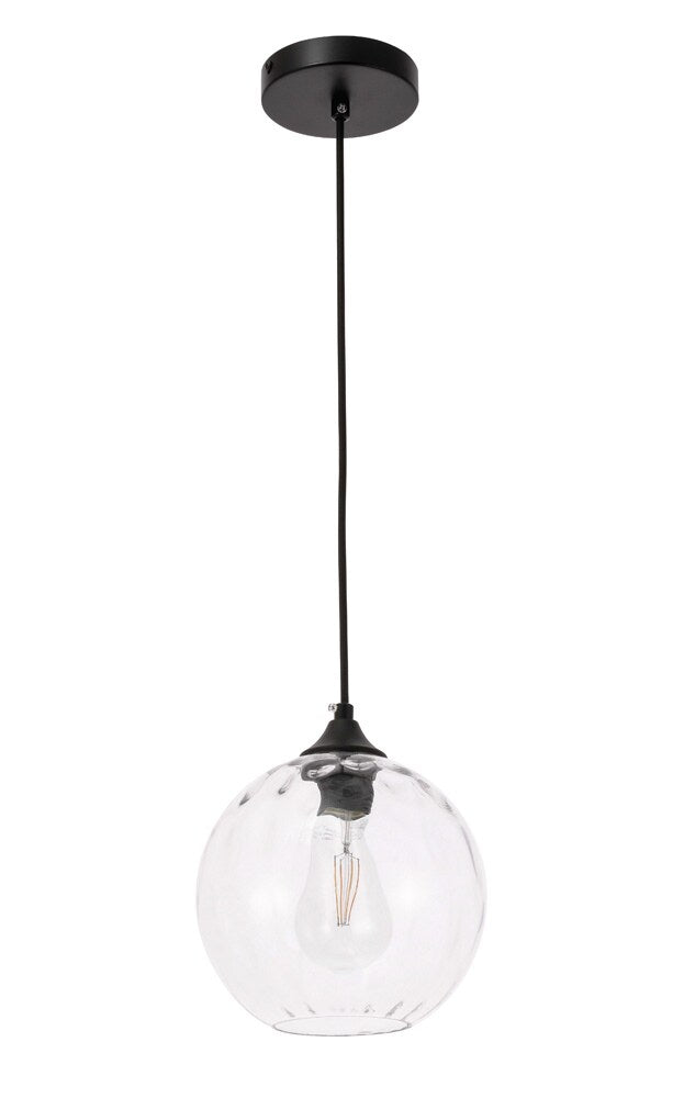 Elegant Furniture & Lighting - Cashel 1 light Black and Clear glass pendant - LD2281 veiw 9