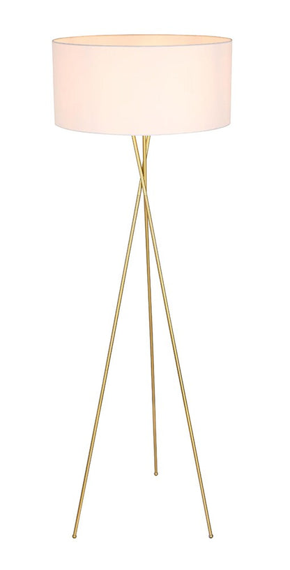 Elegant Furniture & Lighting - Cason 1 light Brass and White shade Floor lamp - LD6191BR veiw 1