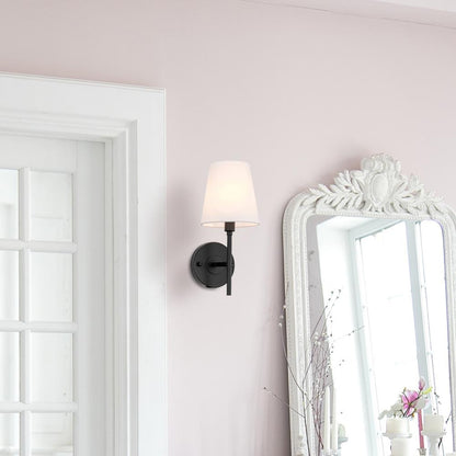Elegant Furniture & Lighting - Cason 1 light Black and White shade wall sconce - LD6183BK veiw 2