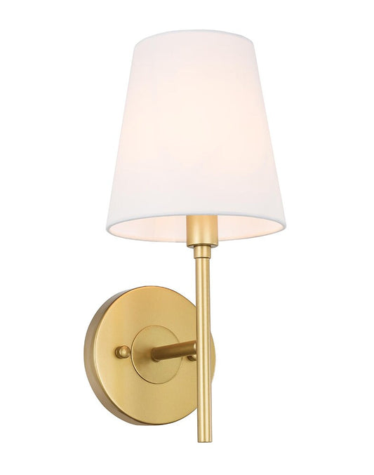 Elegant Furniture & Lighting - Cason 1 light Brass amd White shade wall sconce - LD6185BR veiw 1