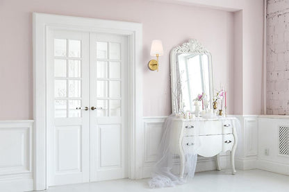 Elegant Furniture & Lighting - Cason 1 light Brass amd White shade wall sconce - LD6185BR veiw 2