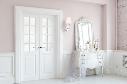 Elegant Furniture & Lighting - Cason 1 light Chrome and White shade wall sconce - LD6184C veiw 2