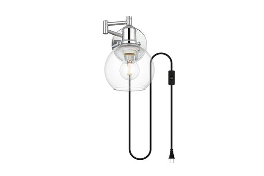Elegant Furniture & Lighting - Caspian 1 light Chrome and Clear swing arm plug in wall sconce - LD7332W6CH veiw 1