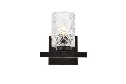 Elegant Furniture & Lighting - Cassie 1 light bath sconce in black with clear shade - LD7025W7BK veiw 1