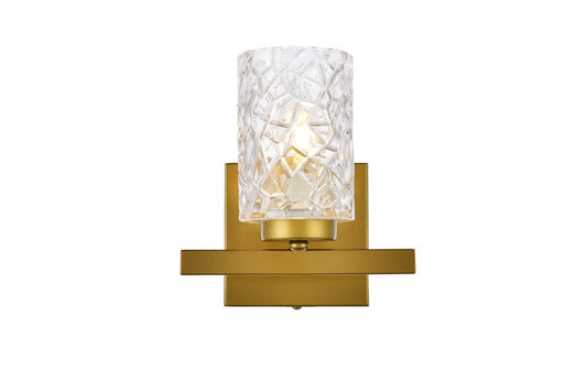 Elegant Furniture & Lighting - Cassie 1 light bath sconce in brass with clear shade - LD7025W7BR veiw 1