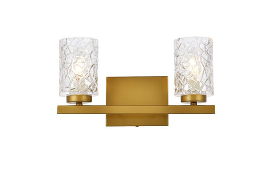 Elegant Furniture & Lighting - Cassie 2 lights bath sconce in brass with clear shade - LD7026W14BR veiw 1