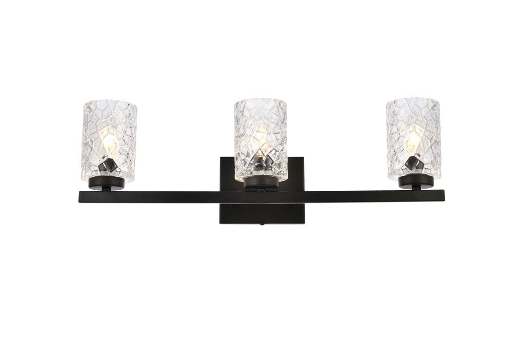 Elegant Furniture & Lighting - Cassie 3 lights bath sconce in black with clear shade - LD7027W24BK veiw 1