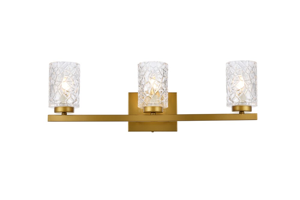 Elegant Furniture & Lighting - Cassie 3 lights bath sconce in brass with clear shade - LD7027W24BR veiw 1