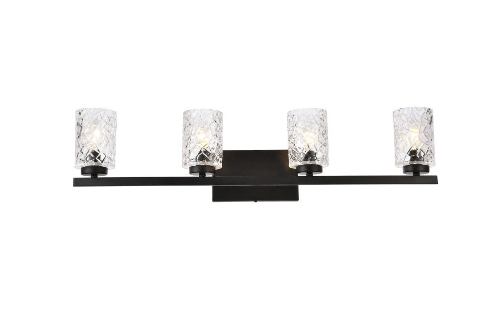 Elegant Furniture & Lighting - Cassie 4 lights bath sconce in black with clear shade - LD7028W32BK veiw 1