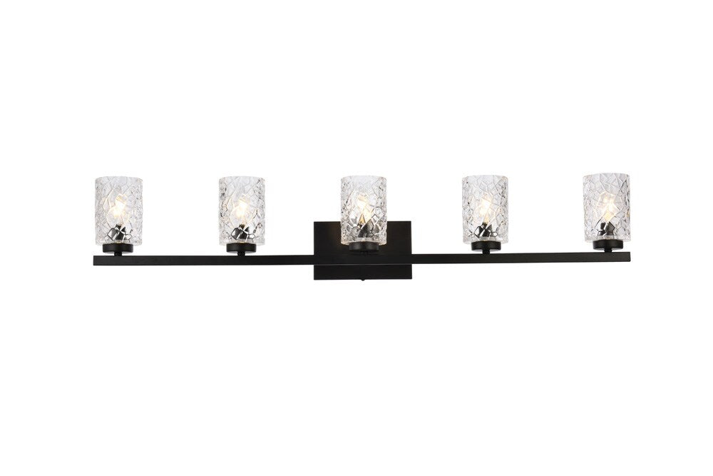 Elegant Furniture & Lighting - Cassie 5 lights bath sconce in black with clear shade - LD7029W41BK veiw 1
