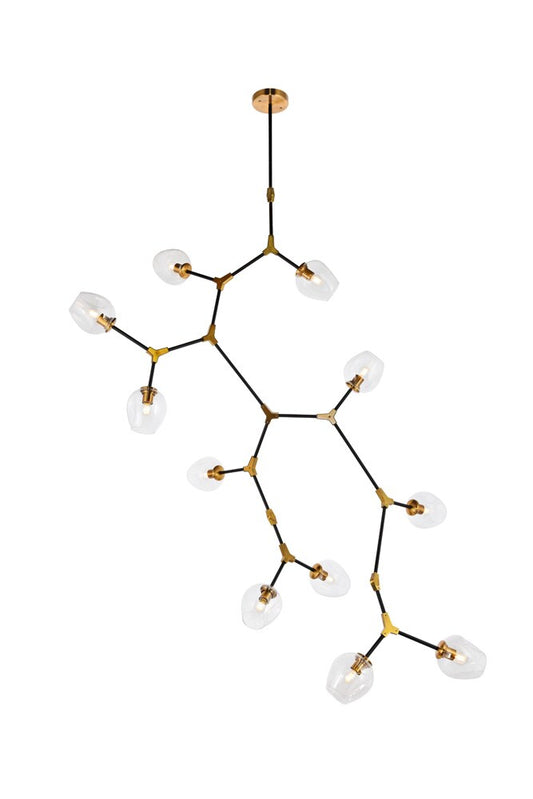 Elegant Furniture & Lighting - Cavoli 11 light in Light Antique Brass and Flat Black Pendant - 1712G73LAB veiw 1