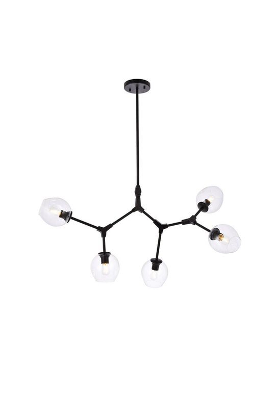 Elegant Furniture & Lighting - Cavoli 5 lights black chandelier - 1712D42BK veiw 1