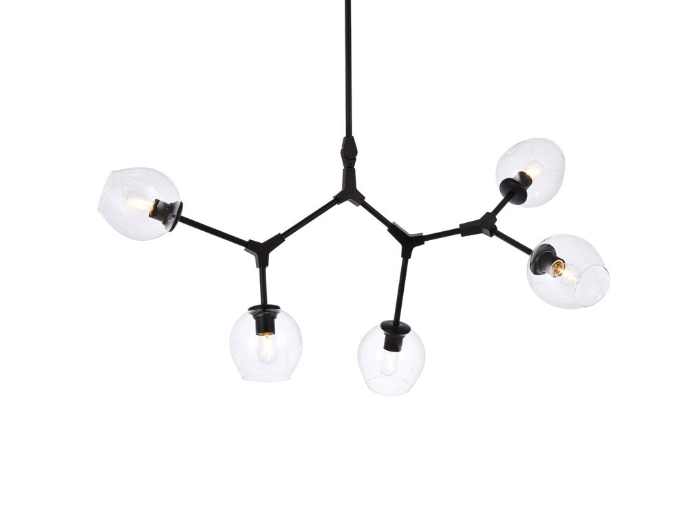 Elegant Furniture & Lighting - Cavoli 5 lights black chandelier - 1712D42BK veiw 3