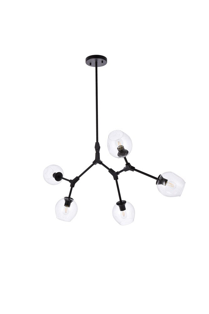 Elegant Furniture & Lighting - Cavoli 5 lights black chandelier - 1712D42BK veiw 7