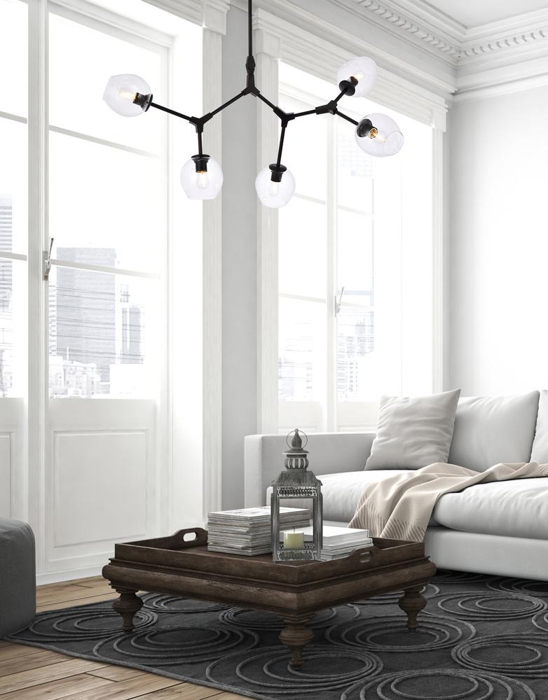 Elegant Furniture & Lighting - Cavoli 5 lights black chandelier - 1712D42BK veiw 8