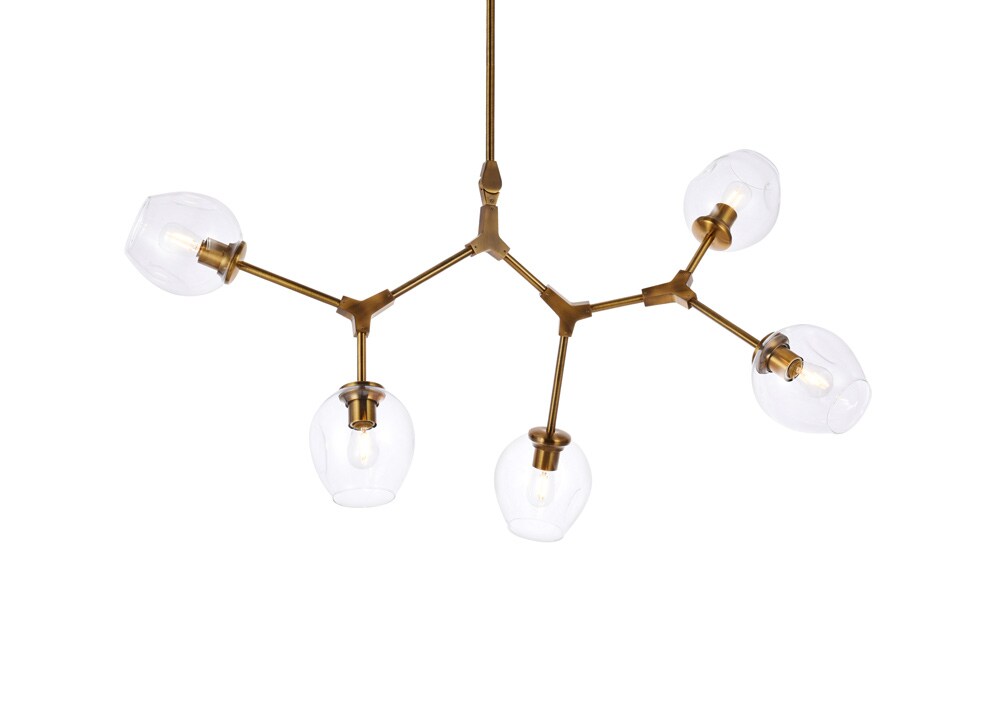 Elegant Furniture & Lighting - Cavoli 5 lights brass chandelier - 1712D42BR veiw 3