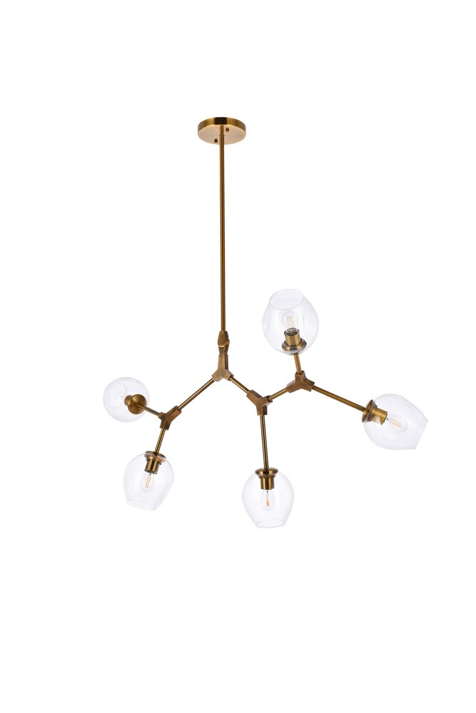 Elegant Furniture & Lighting - Cavoli 5 lights brass chandelier - 1712D42BR veiw 7