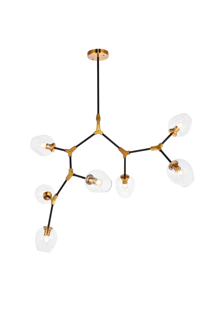 Elegant Furniture & Lighting - Cavoli 7 light in Light Antique Brass and Flat Black Pendant - 1712G57LAB veiw 1